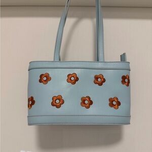Urban Outfitters Light Blue Tote with Orange Floral Accents